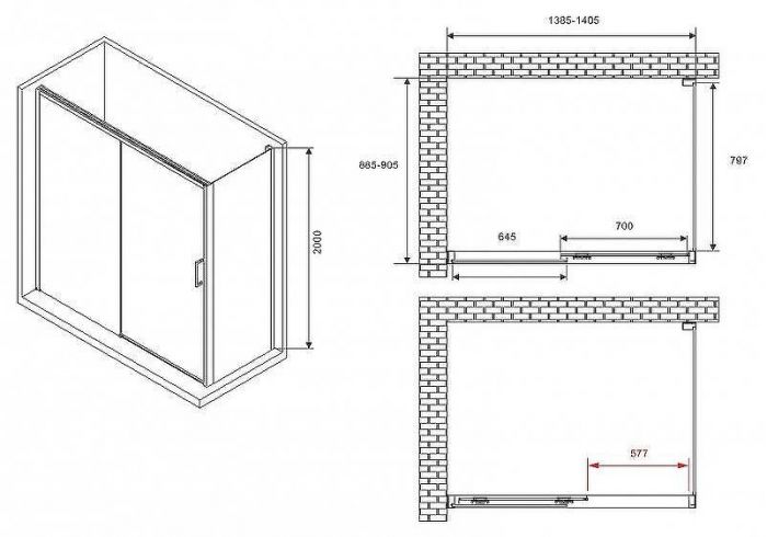 Душевой уголок Abber Komfort 140x90 AG93140-S92 профиль Хром стекло прозрачное
