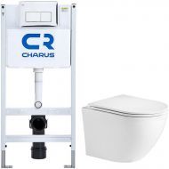 Комплект унитаза WeltWasser Merzbach 043 GL-WT 10000009939 с инсталляцией Charus City CR.200.21.01 с сиденьем Микролифт и клавишей смыва Хром глянцевый