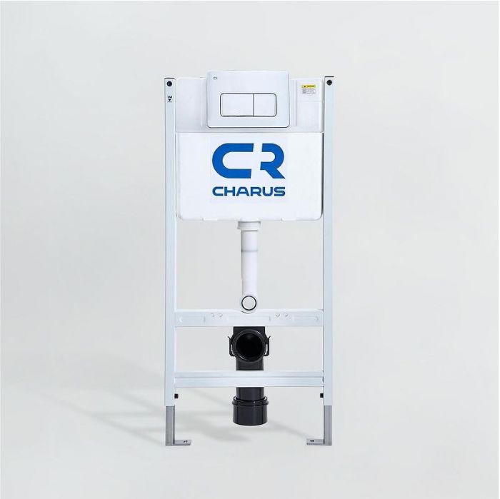 Комплект унитаза WeltWasser Merzbach 043 GL-WT 10000009939 с инсталляцией Charus City CR.200.21.01 с сиденьем Микролифт и клавишей смыва Хром глянцевый