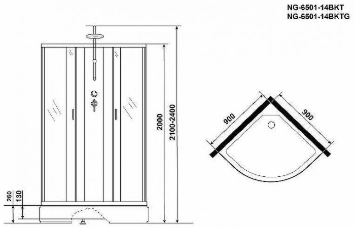 Душевая кабина Niagara Classic 90x90 NG-6501-14BKTG с гидромассажем