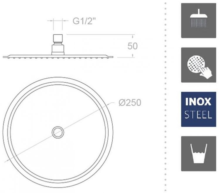 Верхний душ Ramonsoler Hidroterapia RM250OC Золото брашированное