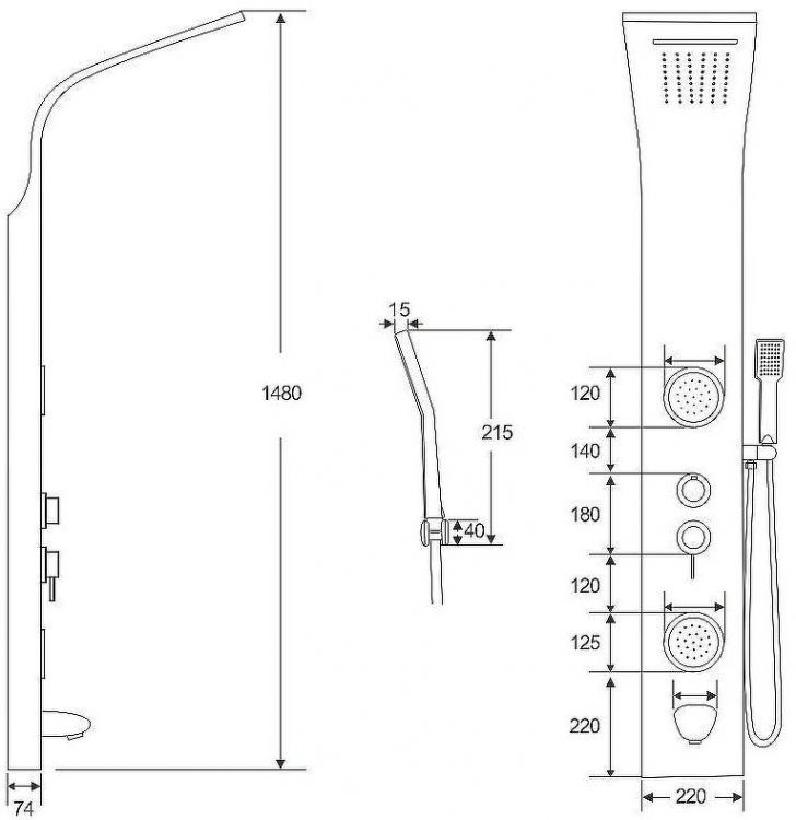 Душевая панель Ceruttispa Twin W CT9985 с гидромассажем Белая