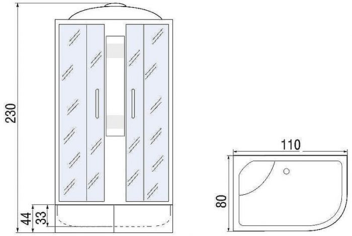 Душевая кабина River Nara XL 110x80 MT L 10000006211 с поддоном
