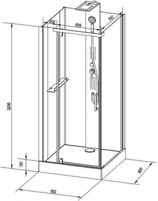 Душевая кабина Black&White Galaxy G8702 90x90 8702900 с гидромассажем