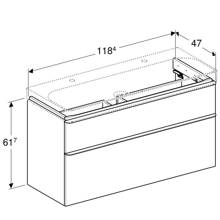 Тумба под раковину Geberit Smyle Square 120x61.7, цвет пекан [500.355.JR.1]