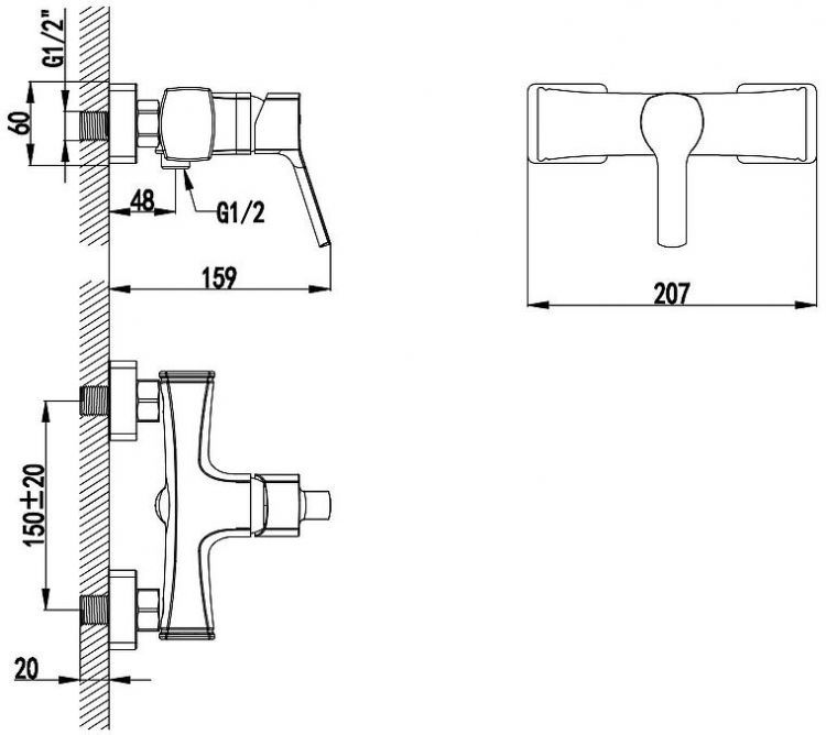 Смеситель для душа AWP Shira S0503C цвет Хром