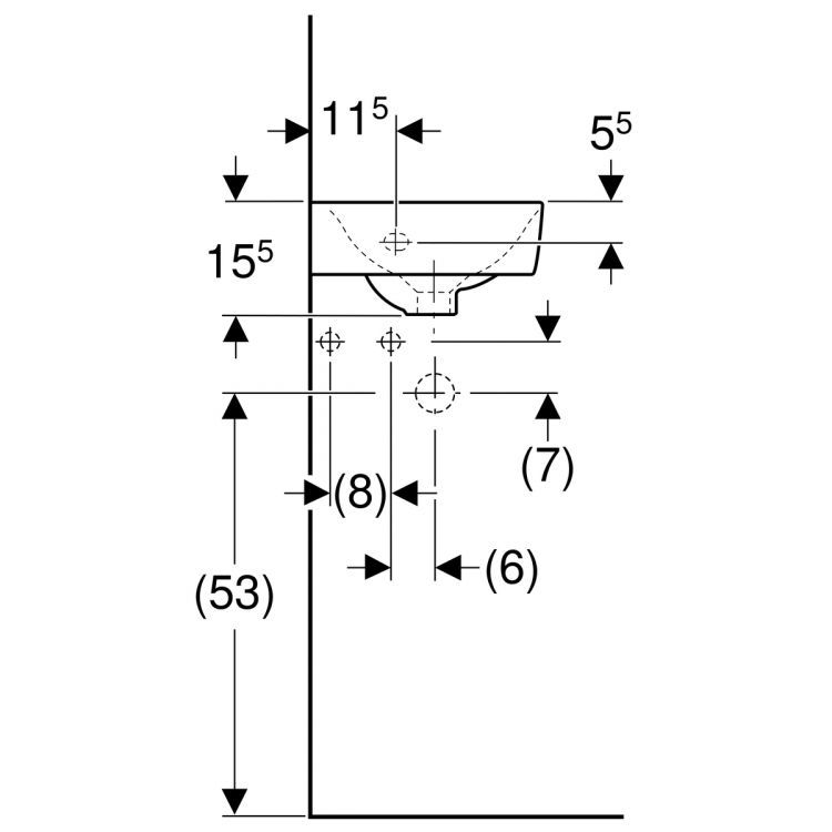 Раковина Geberit Renova Nr.1 Comprimo, 276132000 Раковина Geberit Renova Nr.1 Comprimo, 276132000