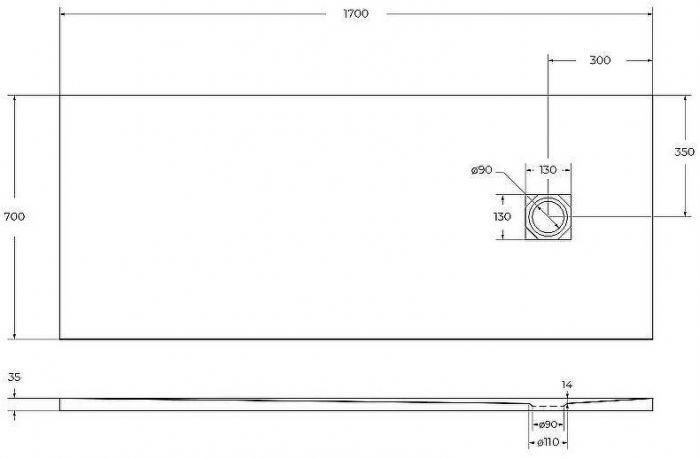 Душевой поддон из искусственного камня BelBagno Uno 170x70 TRAY-MR-UNO-AH-170/70-35-W Белый