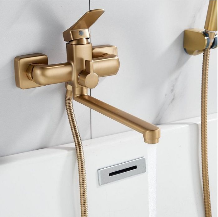 Смеситель для ванны Shevanik S9902G универсальный цвет Золотой сатин