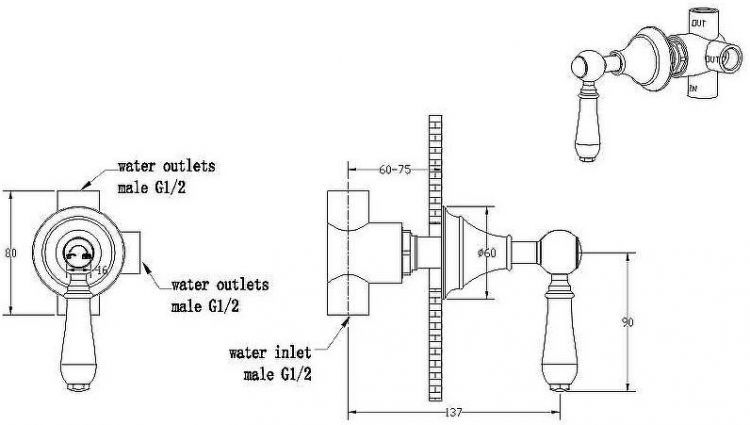 Переключатель потоков Boheme Imperiale 623-SW Золото