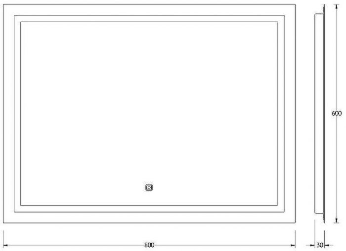 Зеркало Evoform Ledline 60x80 BY 2435 с подсветкой 24 W - сенсорный выключатель