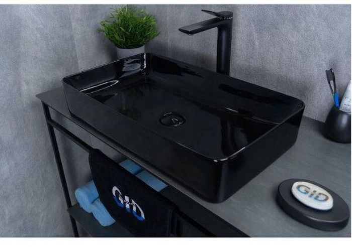 Раковина-чаша Gid Geometrico BL9396 60 53346 цвет Черный глянцевый