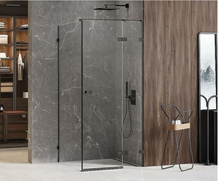 Душевой уголок New Trendy Avexa Black 110x80 R EXK-1834 профиль Черный стекло прозрачное