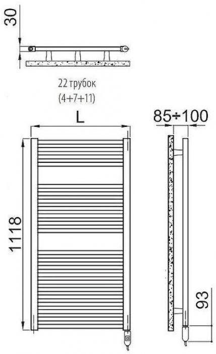 Электрический полотенцесушитель Irsap Ares 580x1118 EIM058K01IR01NNN Белый