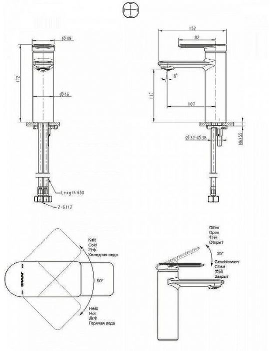 Смеситель для раковины Bravat Eddie F1369402BW-ENG Черный матовый