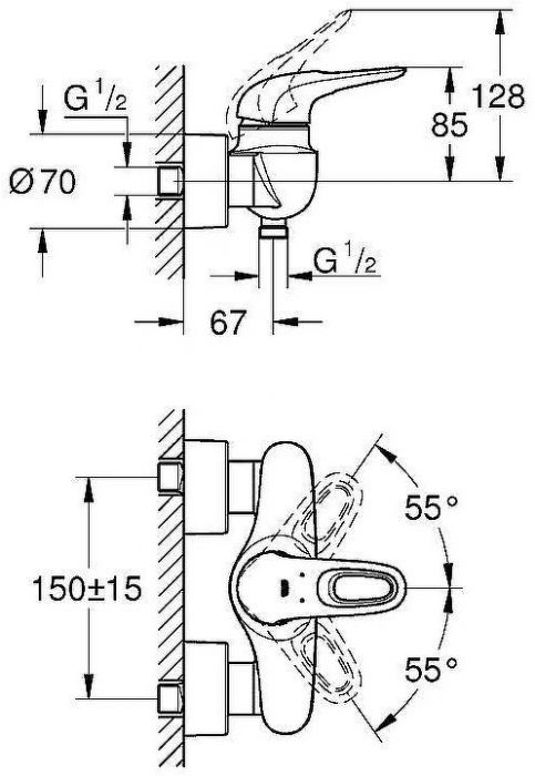 Смеситель для душа Grohe Eurostyle 33590LS3 Белая луна