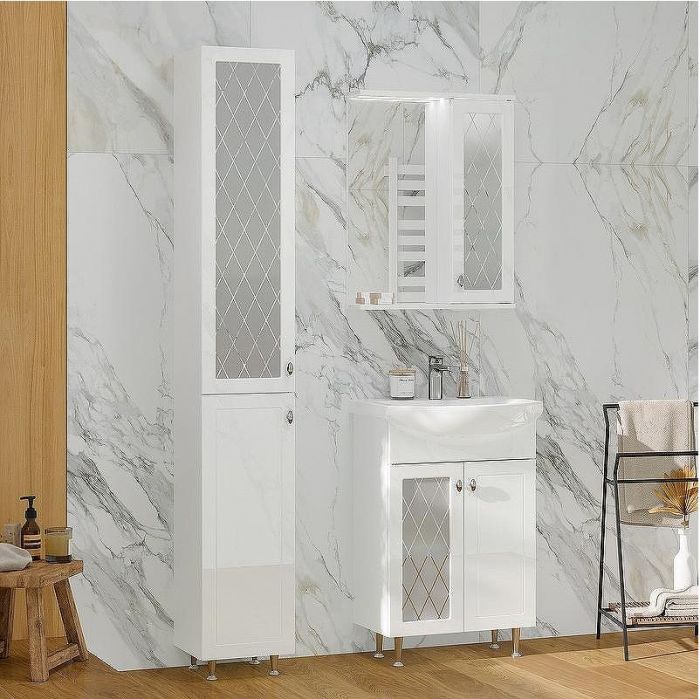 Зеркало со шкафом Volna Milena 55 R zsMLN55.R-01 с подсветкой Белое