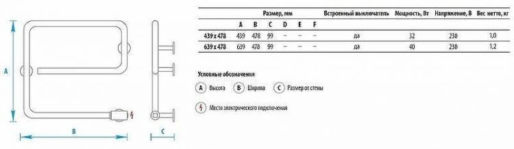 Электрический полотенцесушитель Energy E G1 439х478 EETR00EG10000000000 Хром