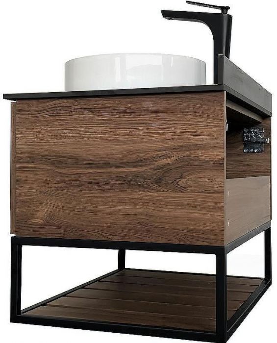 Тумба с раковиной Comforty Порто 75 00-00008926 подвесная Дуб темно-коричневый