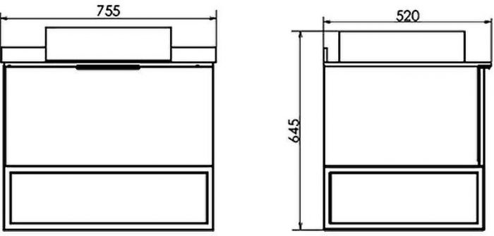 Тумба с раковиной Comforty Порто 75 00-00008926 подвесная Дуб темно-коричневый