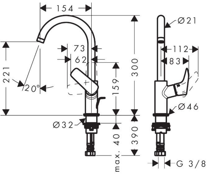 Hansgrohe Logis Смеситель для раковины, 1 отв., с донным клапаном, цвет: черный матовый