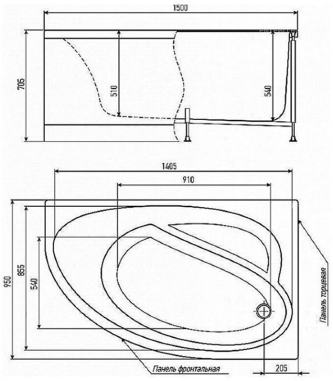 Акриловая ванна Alex Baitler Nero 150х95 L без гидромассажа Акриловая ванна Alex Baitler Nero 150х95 L без гидромассажа