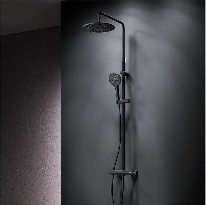 Душевая система AM.PM Like F0780422 с термостатом Черная матовая