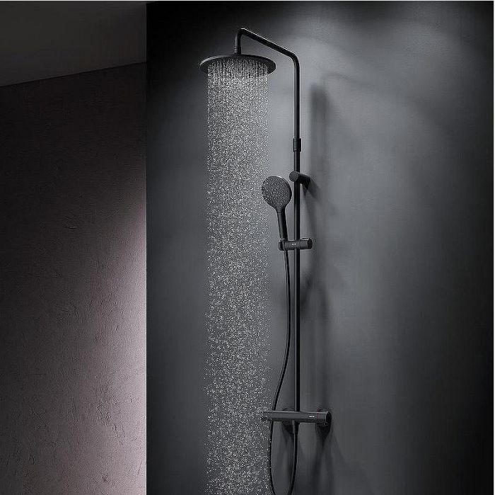 Душевая система AM.PM Like F0780422 с термостатом Черная матовая