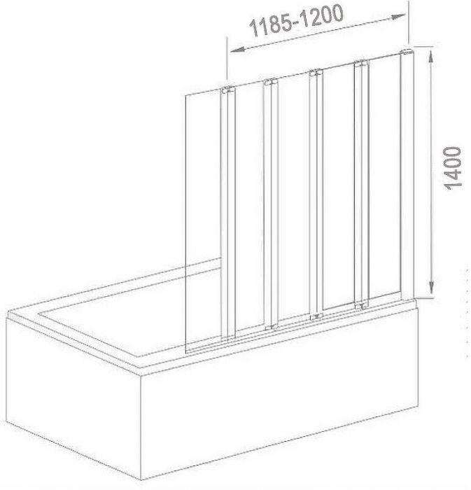 Шторка на ванну Good Door Screen 120х140 GR5-120-C-CH профиль Хром стекло прозрачное