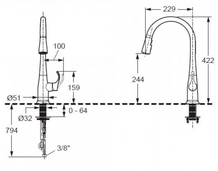 Смеситель для кухни Jacob Delafon Simplice 596D-VS