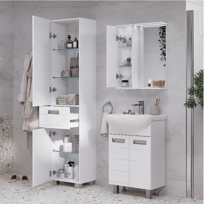 Зеркало со шкафом Volna Joli 50 L zsJOLI50.L-01 с подсветкой Белое