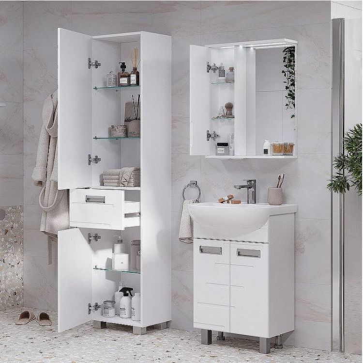 Зеркало со шкафом Volna Joli 50 L zsJOLI50.L-01 с подсветкой Белое