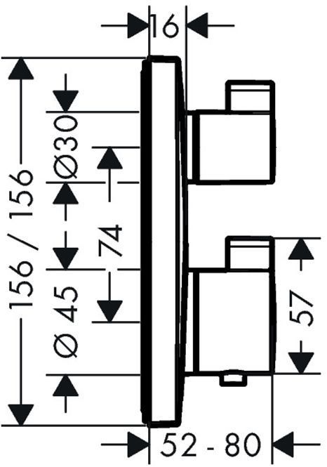 Hansgrohe Ecostat Square Термостат для душа, 2 источника, внешняя часть, цвет: белый матовый