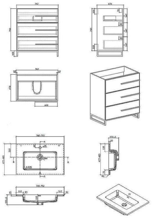 Тумба с раковиной Parly Spa Bella 75 Bella-T75 10149 Белая глянцевая Тумба с раковиной Parly Spa Bella 75 Bella-T75 10149 Белая глянцевая
