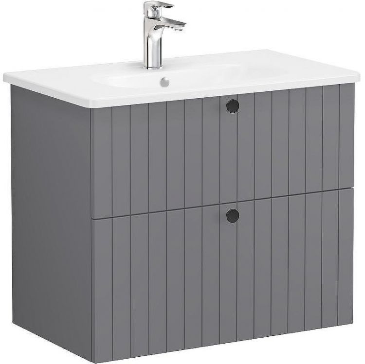 Тумба с раковиной Vitra Root Groove 80 69438 подвесная Серая матовая