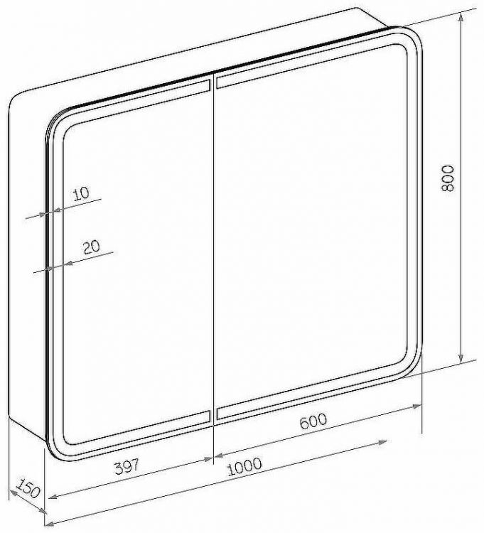 Зеркальный шкаф Континент Elliott LED 100 МВК031 с подсветкой Белый