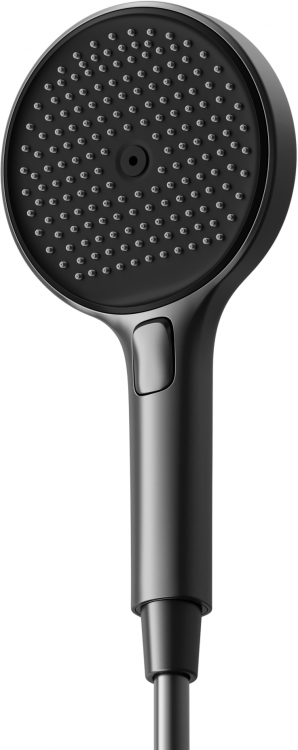 Душевая лейка SANCOS Nok round, кнопочное управление, диаметр 130 мм, 3 режима, цвет воронёная сталь/черный матовый, SC6001GG