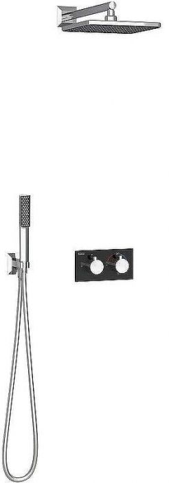 Душевая система Teska Teona T4120S с термостатом Хром Черное стекло