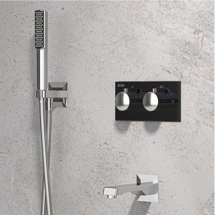 Душевая система Teska Teona T4120S с термостатом Хром Черное стекло
