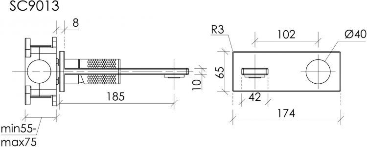Смеситель для раковины SANCOS Nexus с внутренней частью, черный матовый, SC9013MB