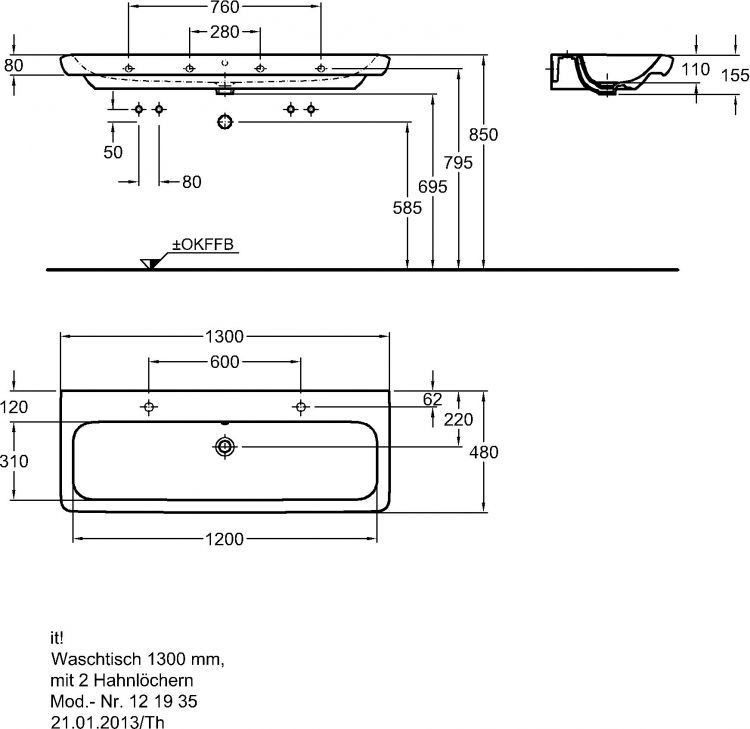 Раковина Keramag it!, 121935000