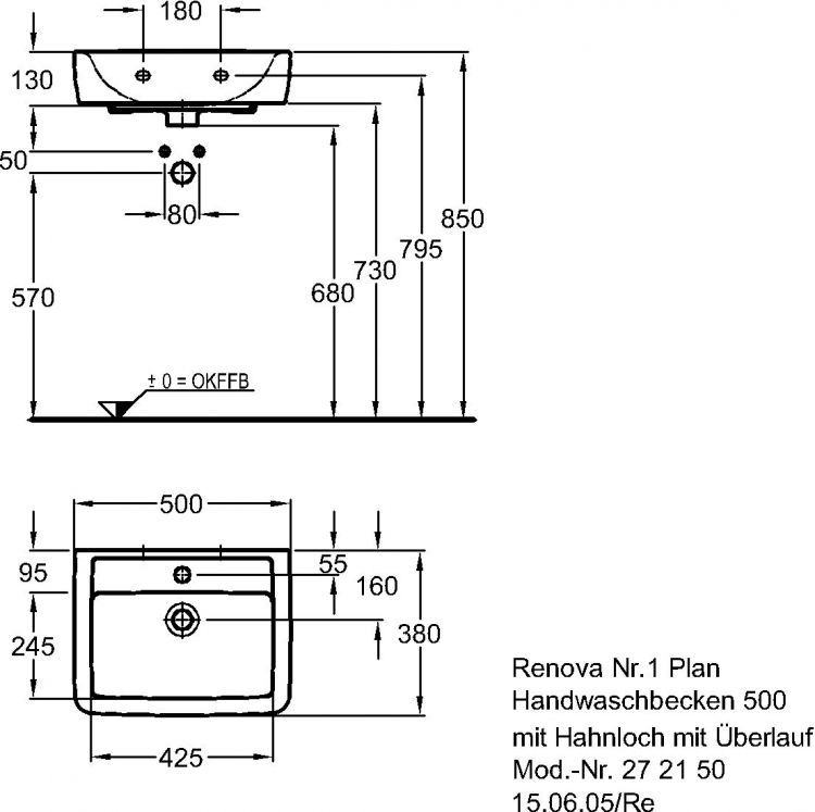 Раковина Keramag Renova Nr.1 Plan, 272150000