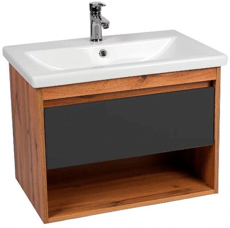 Тумба под раковину VIANT Бостон 70 VBOS70COG-T1YP подвесная Графит матовый Дуб Вотан Тумба под раковину VIANT Бостон 70 VBOS70COG-T1YP подвесная Графит матовый Дуб Вотан