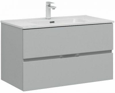 Тумба под раковину Aquanet Алвита New 90 303922 подвесная Серая матовая