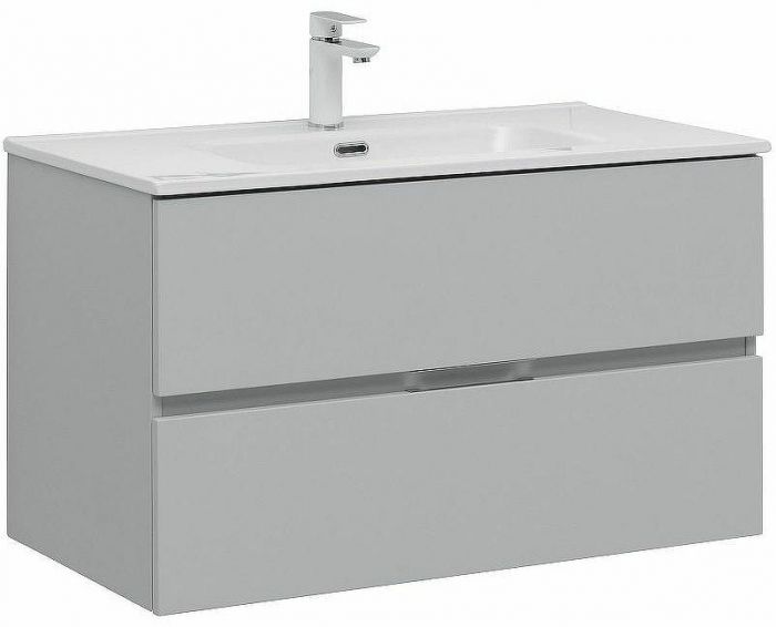 Тумба под раковину Aquanet Алвита New 90 303922 подвесная Серая матовая