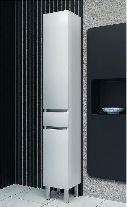 Шкаф пенал SanVit Кубэ-3 К 32 pkube3w с бельевой корзиной Белый глянцевый