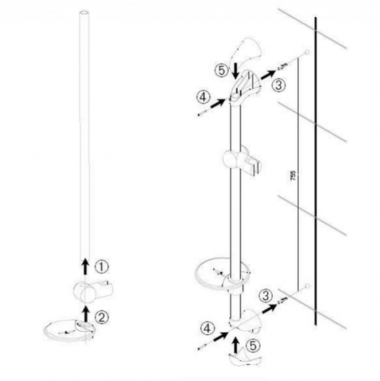 Душевая штанга Jacob Delafon Basic 2 E5227-CP