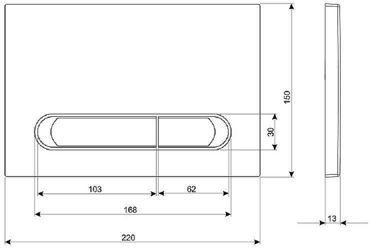 Клавиша смыва KK POL M09 V1 350/PPC/063-00-03 Черная матовая Хром