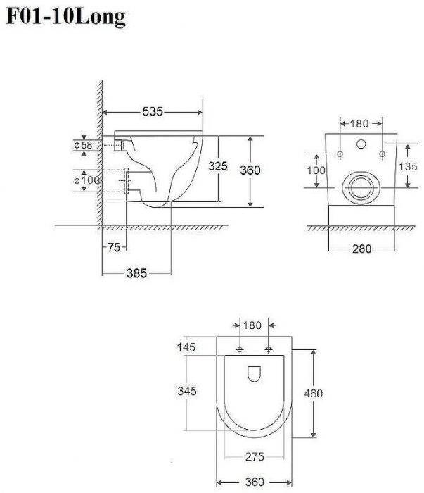 Унитаз Bond Oval F01-10Long подвесной с сиденьем Микролифт
