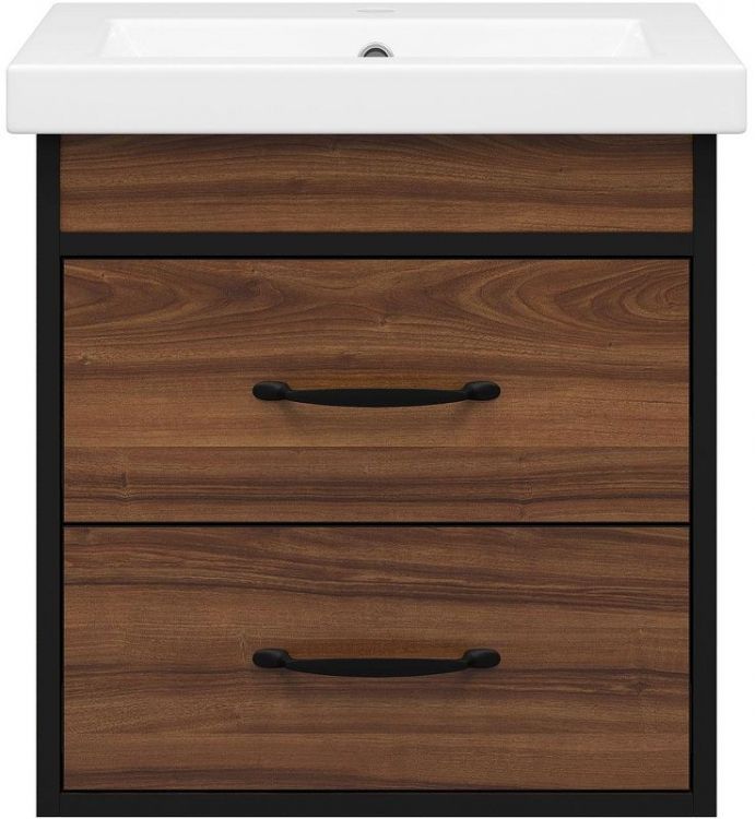 Тумба с раковиной Misty Кедр 50 УТ000014437 подвесная Орех